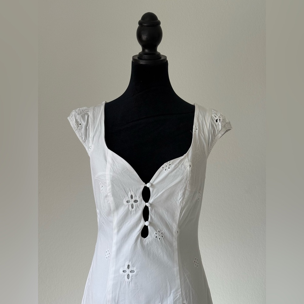 White Eyelet Button-Front Top